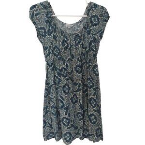 Speecklers Blue Paisley Print Tunic Dress Size S Cap Sleeves Lightweight Fabric